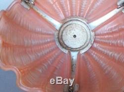 Art Deco Pink Glass & Chrome Clam Shell Odeon Ceiling Light Shade