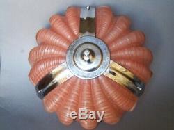 Art Deco Pink Glass & Chrome Clam Shell Odeon Ceiling Light Shade