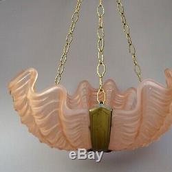 Art Deco Pink Glass Clam Shell Lampshade Odeon Style Flycatcher Ceiling Light