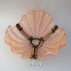 Art Deco Pink Glass Clam Shell Lampshade Odeon Style Flycatcher Ceiling Light