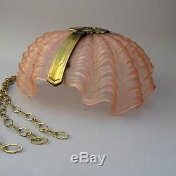 Art Deco Pink Glass Clam Shell Lampshade Odeon Style Flycatcher Ceiling Light