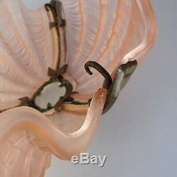 Art Deco Pink Glass Clam Shell Lampshade Odeon Style Flycatcher Ceiling Light