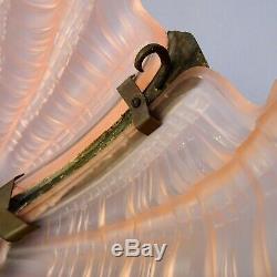 Art Deco Pink Glass Clam Shell Lampshade Odeon Style Flycatcher Ceiling Light