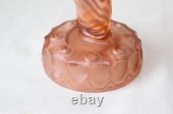 Art Deco Pink Glass Czech Centrepiece Bowl with Lady Figure