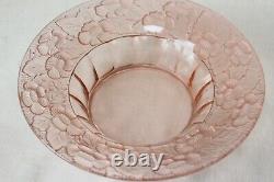 Art Deco Pink Glass Czech Centrepiece Bowl with Lady Figure