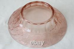 Art Deco Pink Glass Czech Centrepiece Bowl with Lady Figure