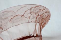 Art Deco Pink Glass Czech Centrepiece Bowl with Lady Figure