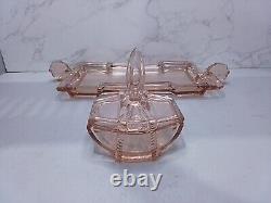 Art Deco Pink Glass Dressing Table Set C35