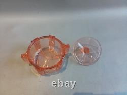 Art Deco Pink Glass Dressing Vanity Set STOELZLE czechoslovakian 1930s