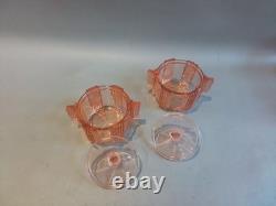 Art Deco Pink Glass Dressing Vanity Set STOELZLE czechoslovakian 1930s