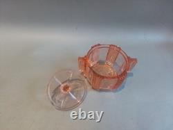 Art Deco Pink Glass Dressing Vanity Set STOELZLE czechoslovakian 1930s