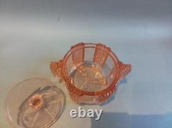 Art Deco Pink Glass Dressing Vanity Set STOELZLE czechoslovakian 1930s