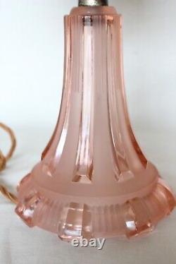 Art Deco Pink Glass'Greta' Table Lamp by Walther