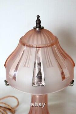 Art Deco Pink Glass'Greta' Table Lamp by Walther