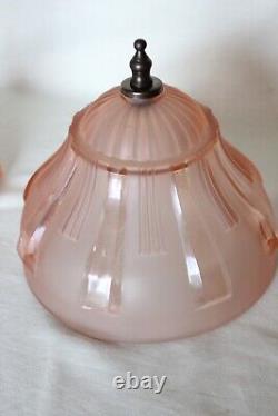 Art Deco Pink Glass'Greta' Table Lamp by Walther