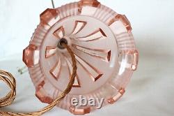 Art Deco Pink Glass'Greta' Table Lamp by Walther