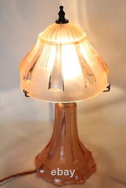 Art Deco Pink Glass'Greta' Table Lamp by Walther