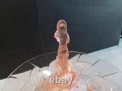 Art Deco Pink Glass'Juno' Centrepiece Bowl with'Arabella' Figurine by Walther