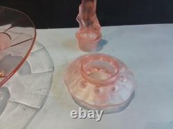 Art Deco Pink Glass'Juno' Centrepiece Bowl with'Arabella' Figurine by Walther