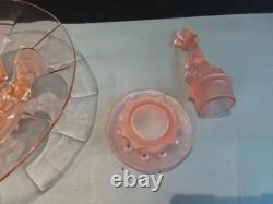 Art Deco Pink Glass'Juno' Centrepiece Bowl with'Arabella' Figurine by Walther