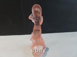 Art Deco Pink Glass'Juno' Centrepiece Bowl with'Arabella' Figurine by Walther