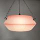 Art Deco Pink Glass Light Shade Vintage Geometric Bowl Hanging Plafonnier UFO