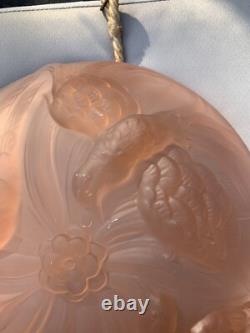 Art Deco Pink Glass Plafonnier Birds Of Paradise Light By James Jobling c1932