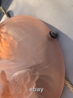 Art Deco Pink Glass Plafonnier Birds Of Paradise Light By James Jobling c1932