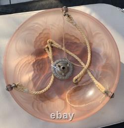 Art Deco Pink Glass Plafonnier Birds Of Paradise Light By James Jobling c1932