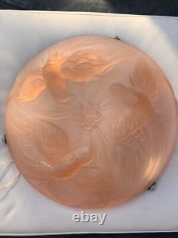Art Deco Pink Glass Plafonnier Birds Of Paradise Light By James Jobling c1932