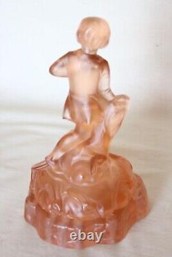 Art Deco Pink Glass'Seerosen' Centrepiece Bowl with'Peter Pan' by Walther