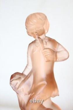 Art Deco Pink Glass'Seerosen' Centrepiece Bowl with'Peter Pan' by Walther