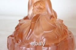 Art Deco Pink Glass'Seerosen' Centrepiece Bowl with'Peter Pan' by Walther