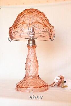 Art Deco Pink Glass Table Lamp