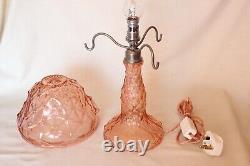 Art Deco Pink Glass Table Lamp