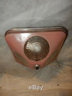 Art Deco Pink Square Glass Light Fixture Ceiling Chandelier 1940s- One Avai