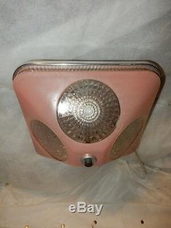 Art Deco Pink Square Glass Light Fixture Ceiling Chandelier 1940s- One Avai