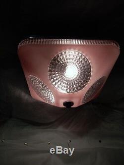 Art Deco Pink Square Glass Light Fixture Ceiling Chandelier 1940s- One Avai