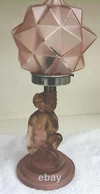 Art Deco Pink Walther and Sohne Lamp, Star Shade Fantastic Condition