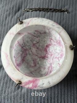 Art Deco Plafonnier Flycatcher Pink Marbled Glass Ceiling Lampshade Large 14