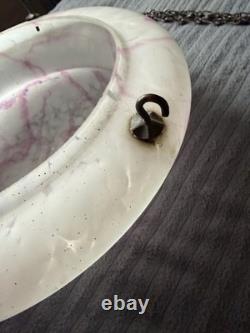 Art Deco Plafonnier Flycatcher Pink Marbled Glass Ceiling Lampshade Large 14