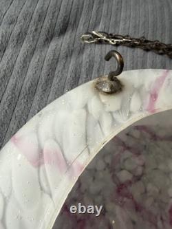 Art Deco Plafonnier Flycatcher Pink Marbled Glass Ceiling Lampshade Large 14