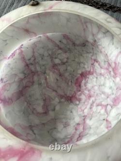 Art Deco Plafonnier Flycatcher Pink Marbled Glass Ceiling Lampshade Large 14