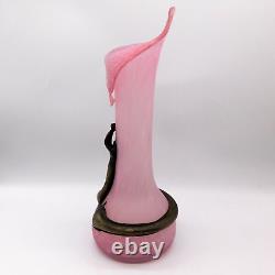 Art Deco Romblast Satin Pink Jack In the Pulpit Serpent Art Glass Vase Romania