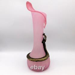 Art Deco Romblast Satin Pink Jack In the Pulpit Serpent Art Glass Vase Romania