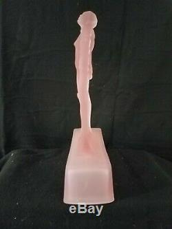 Art Deco Sally Rand Nude Feather Dancer Nymph Frosted Pink Glass Lamp