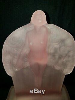 Art Deco Sally Rand Nude Feather Dancer Nymph Frosted Pink Glass Lamp