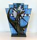 Art Deco Stained Glass Lamp, Table Lamp, Blue Stained Glass