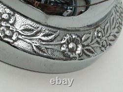 Art Deco Table Lamp Chrome Swirl Stem Base with Pink Glass Globe Shade 36cm High