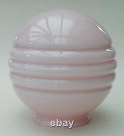 Art Deco Table Lamp Chrome Swirl Stem Base with Pink Glass Globe Shade 36cm High